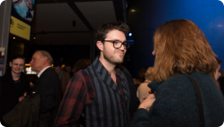 Tom at Rabbit Hole press night- photos from Hampstead Theatre.